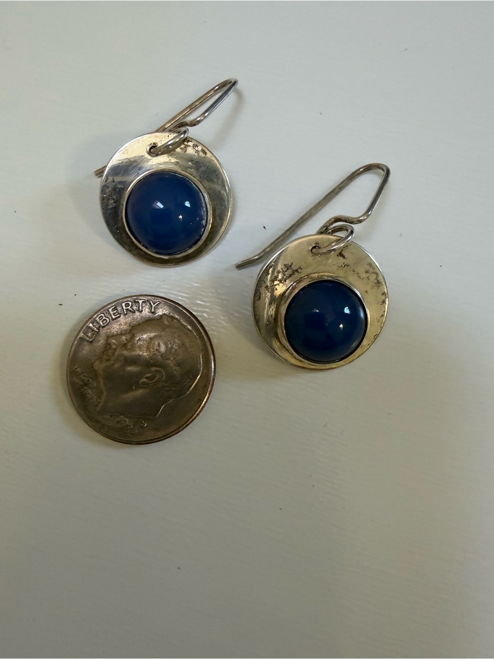 Silver & Lapis Drop Earrings - Picture 5 of 6